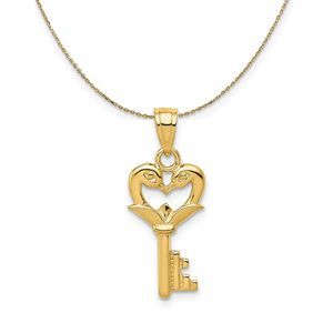 14k Yellow Gold Swans Key (9mm) Necklace - 20 Inch